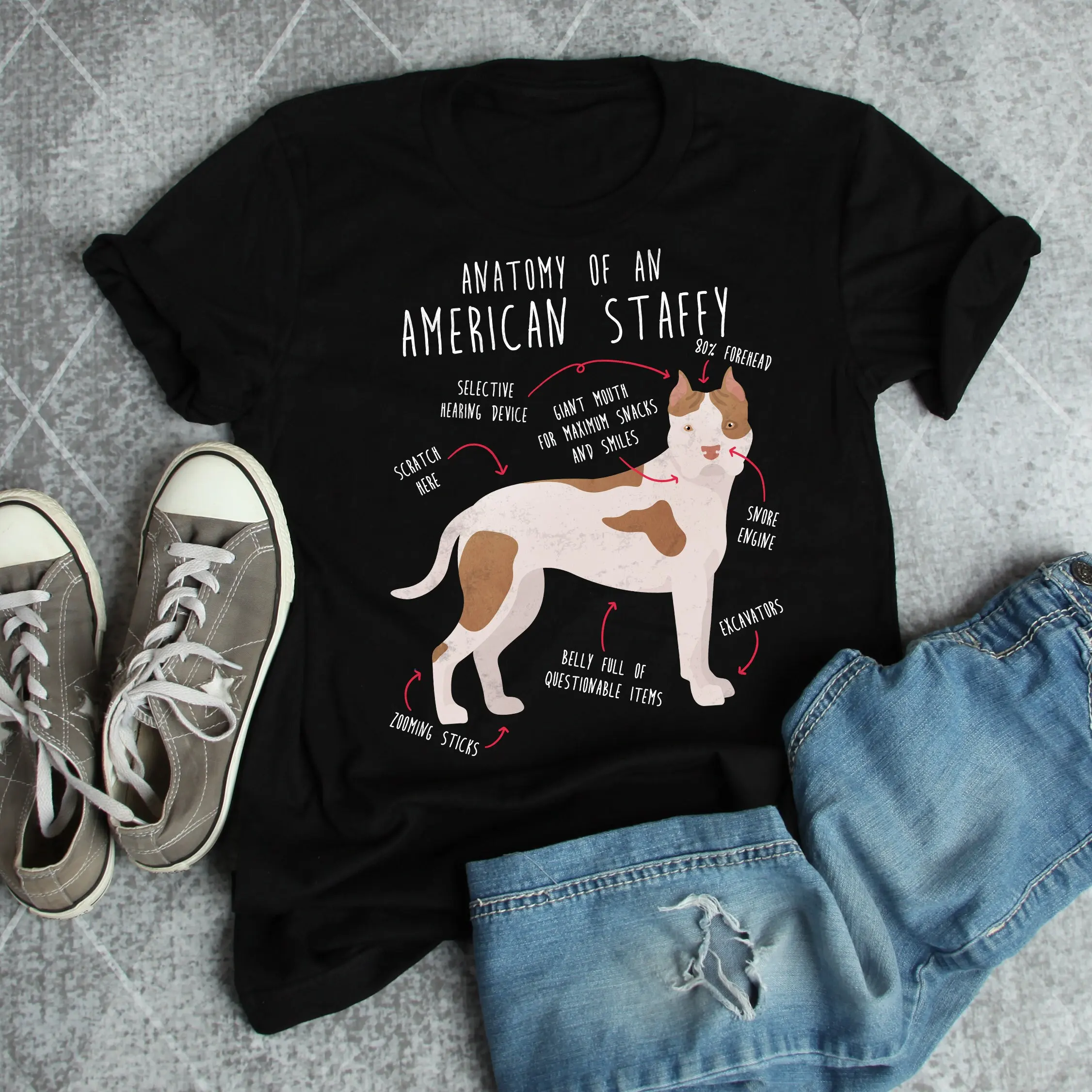 American Staffordshire Terrier T Shirt Funny Dog Lover Cute Amstaff Fawn Staffy Pet Mom Dad