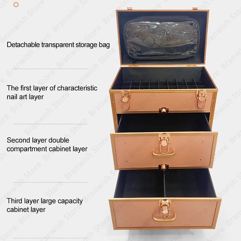 Beauty Makeup Train Case Trolley Cosmetic Case On Wheels Makeup Organizer Nail Cosmetic Storage Box Rolling Makeup Travel Case