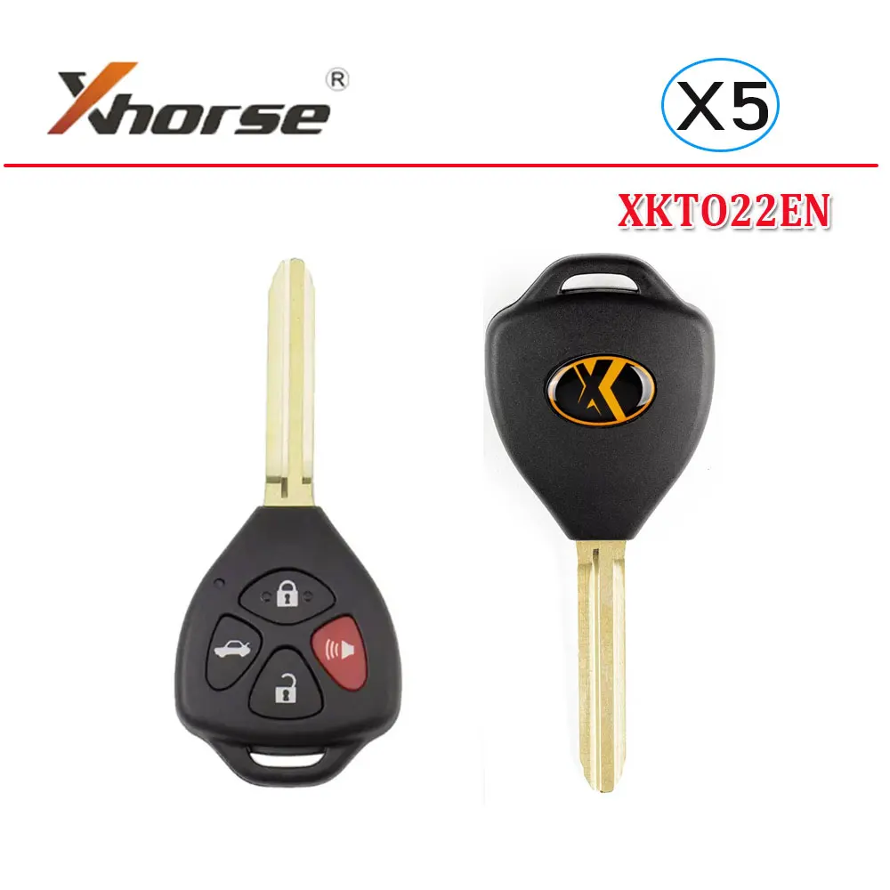 

5pcs XHORSE XKTO22EN Wired Remote Key for Toyota Style 4 Buttons Second Generation of XKTO02EN Car Remote Key for VVDI Key Tool