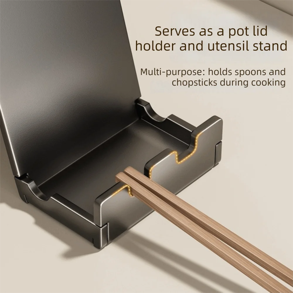Easy To Clean Carbon Steel Pot Lid Holder Rustproof Space Saving Pot Cover Shelf Stable Cutting Board Holder Restaurant