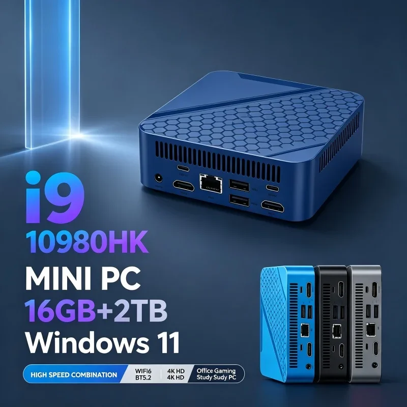 High Performance Mini PC Intel I9‑10980HK Windows 11 16GB RAM 2TB SSD WiFi6 BT5.2 Compact PC Host For Home Office Daily Use