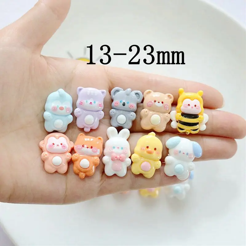 10Pcs New Cute Resin Bee Rabbit Monkey Little Bear Series Flat Back Fit Phone Deco Parts Embellishments For Hair Bows Accessorie