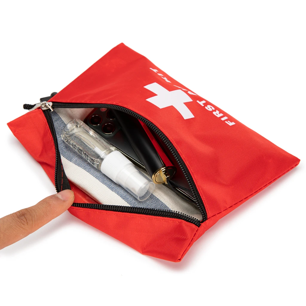 Bolsa de emergencia roja para primeros auxilios, bolsa pequeña vacía de rescate de viaje, primeros auxilios para coche, casa, oficina, cocina, deporte al aire libre