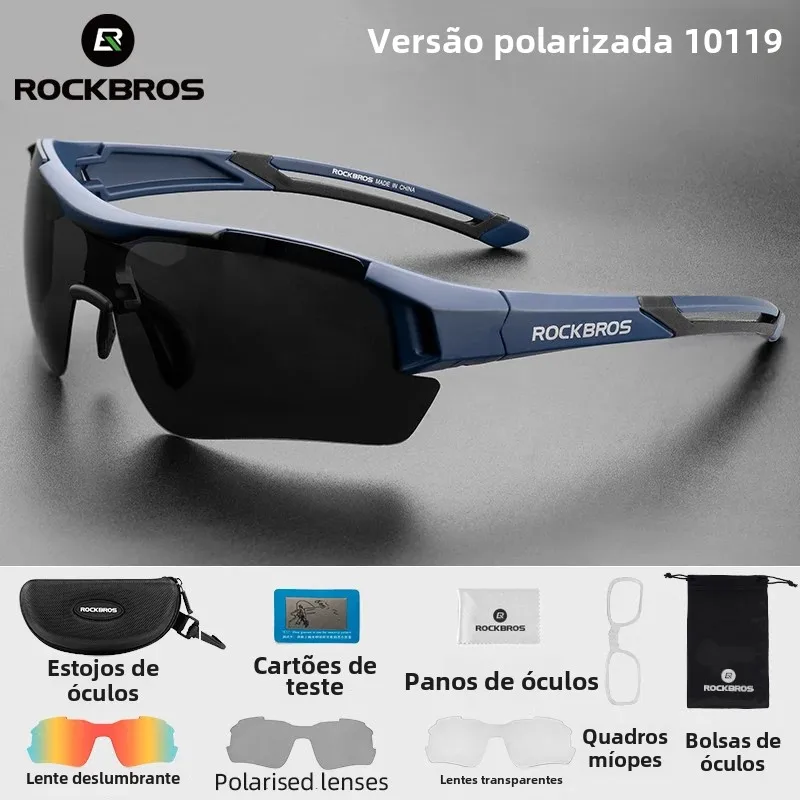 Rockbros óculos de bicicleta tac polarizado ultra-leve removível quadro antiderrapante confortável óculos de sol equipamentos de ciclismo