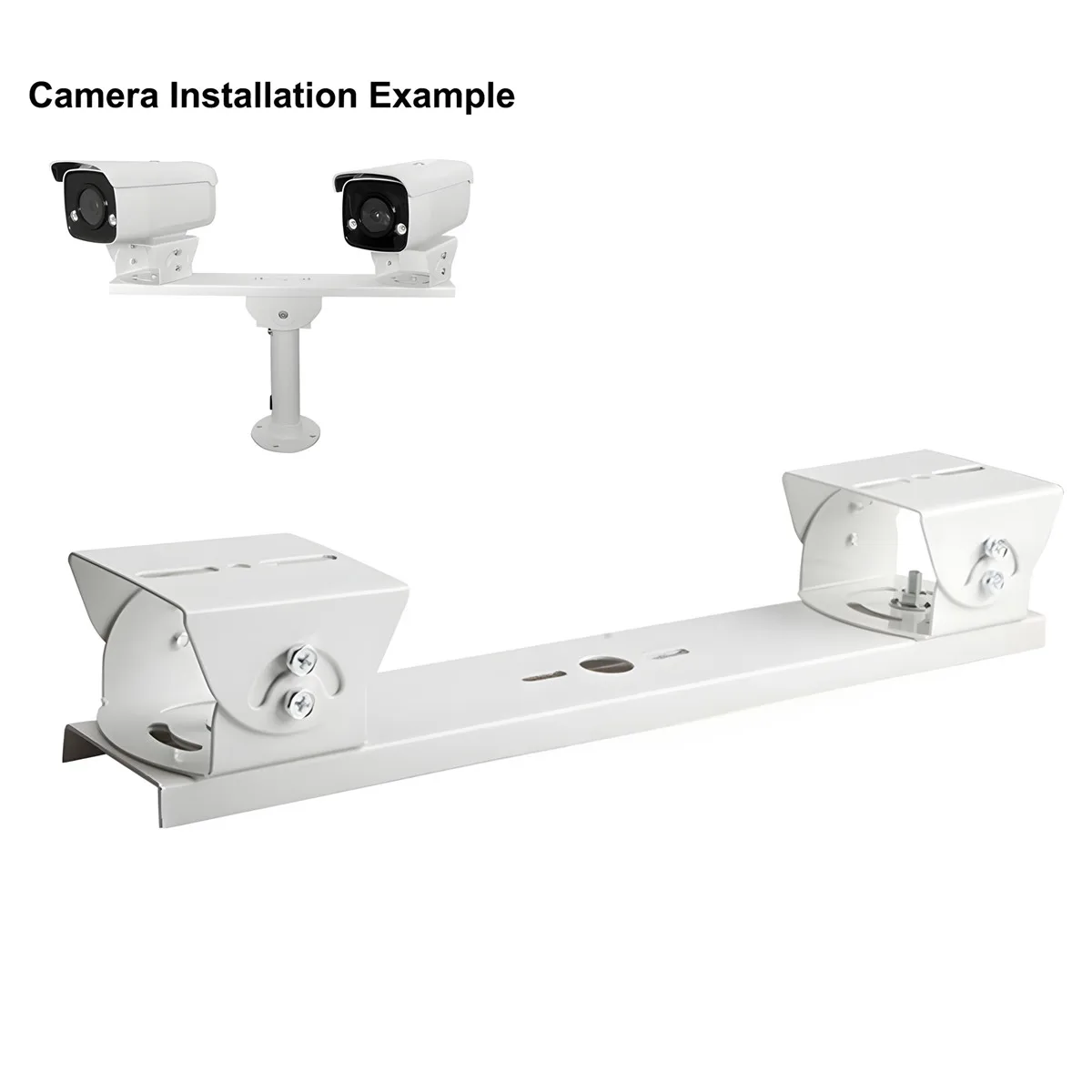 One To Two Crossbar Universal Duckbill Security Dual Camera Mount Bracket Metal Horizontal Arm for Double Surveillance Camera