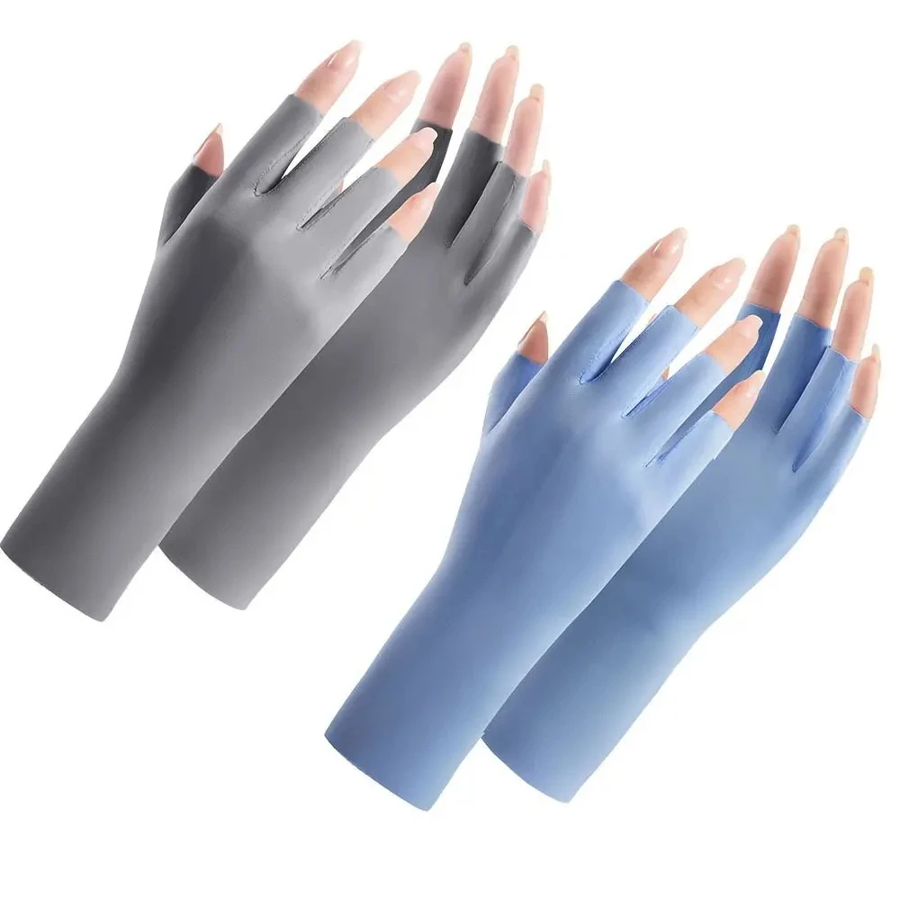 1 Pair Fingerless Gloves Summer Sunscreen UV Protection Multicolor Gloves Woman Driving Gloves Stretch Female Touchscreen