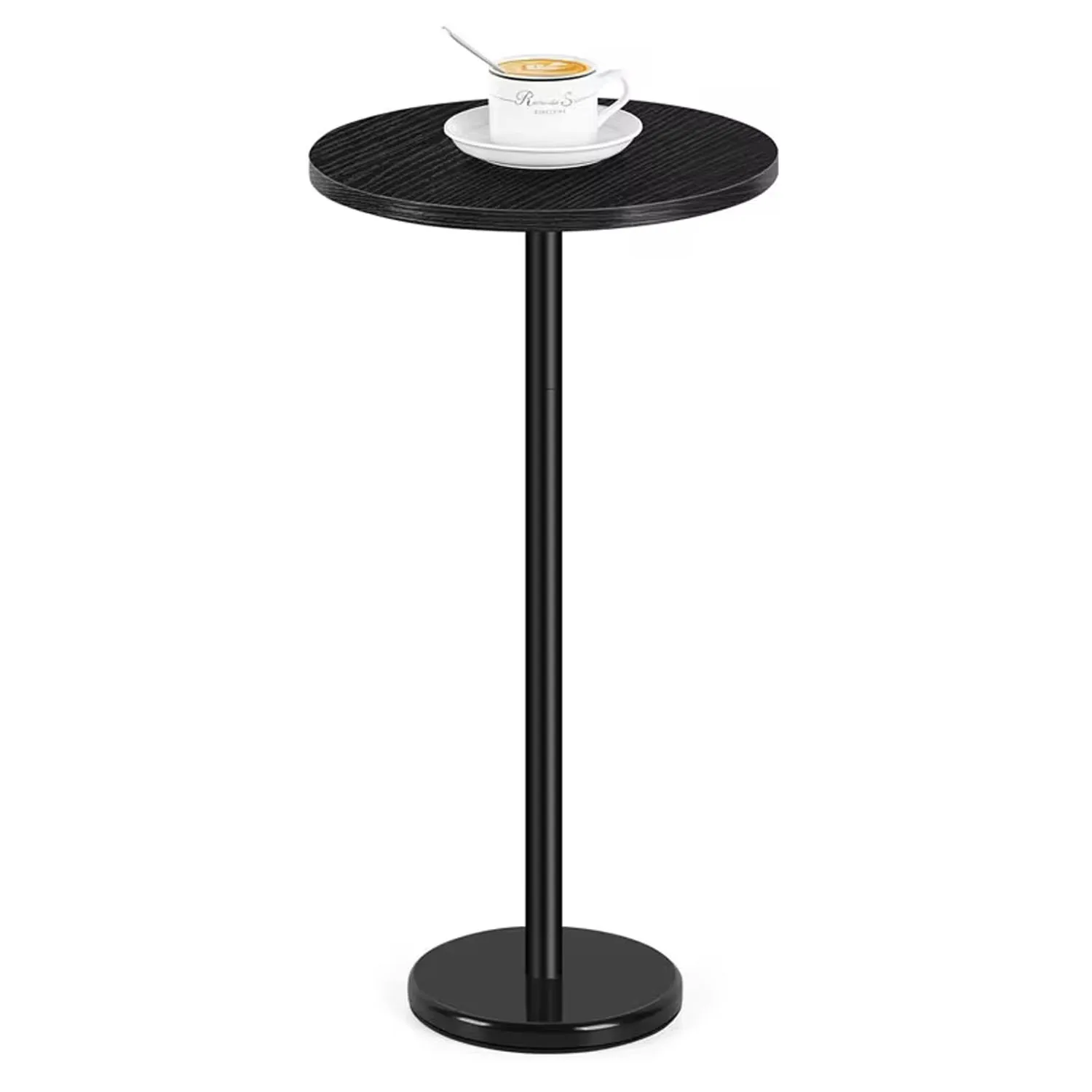 

Small Round Drink Table - Modern Pedestal Side Table with Marble Base, Ideal Cocktail Table for Patio, Sofa, Couch, or Chair.