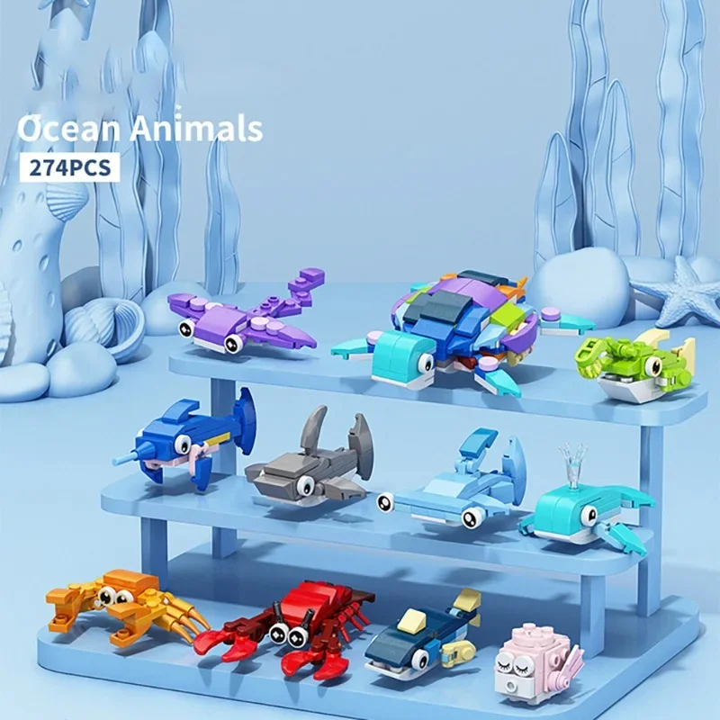 Parque de animales de insectos, modelo de tortuga de dibujos animados, bloques de construcción MOC, mariposa, dinosaurio, ciudad, ladrillos de construcción, juguetes para niños