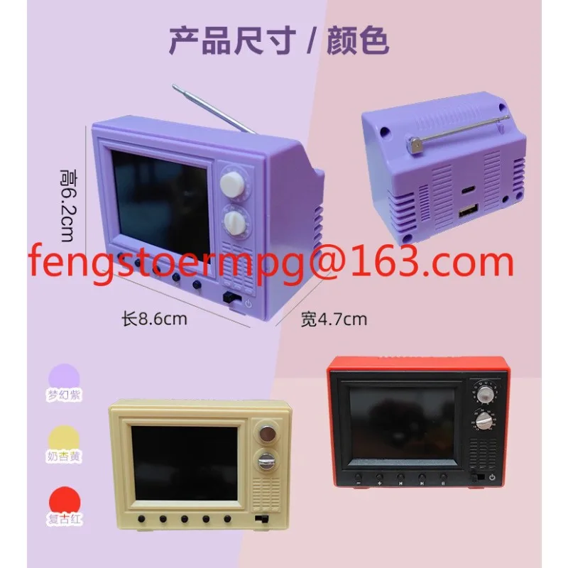 1:12 Playable Mini TV Model - Living Room Home Appliance Decor Toy with Video Function