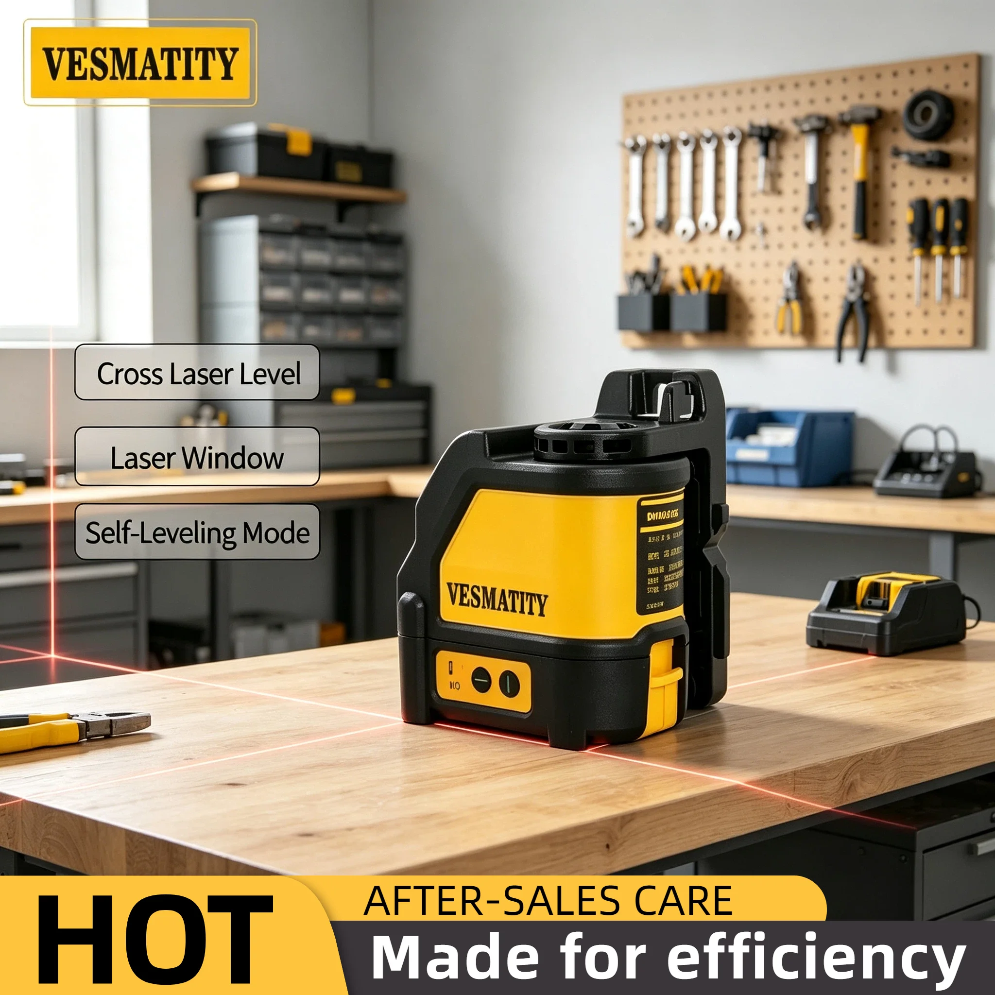 Vesmatity DW088CG Green Cross Line Laser Level High Precision Alignment for Construction Building Layout Portable Core