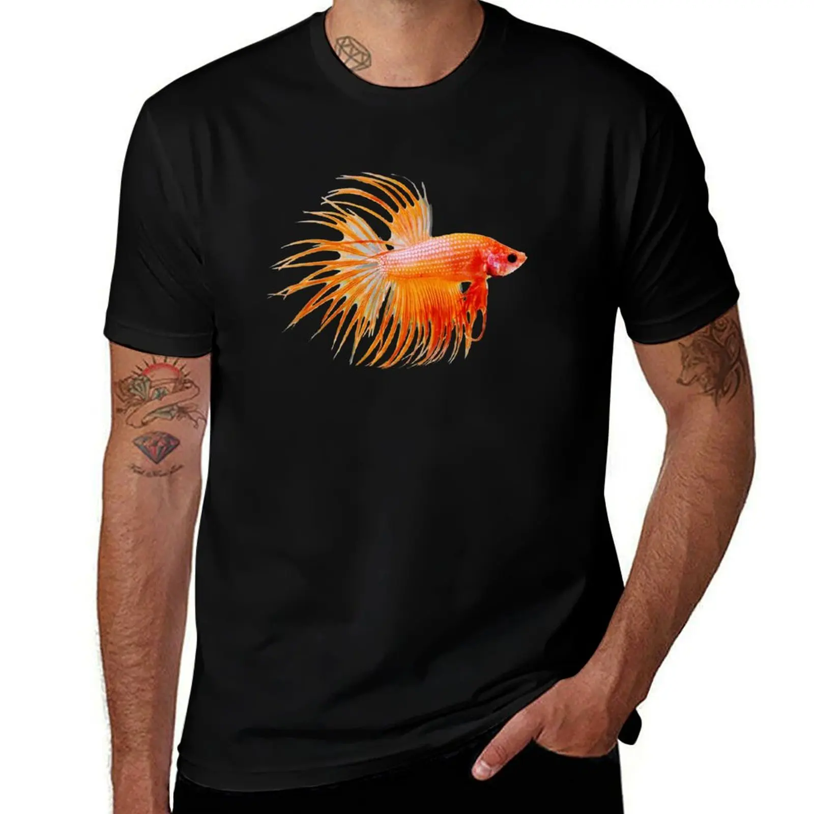 BETTA FISH, CROWN TAIL SIAMESE FIGHTING FISH T-Shirt boys whites anime anime t shirts Men's clothing