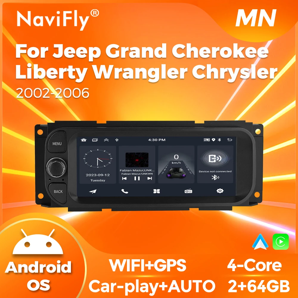 Android Car Radio Wireless Carplay Auto For Jeep Grand Cherokee Liberty Wrangler Chrysler 2002-2006 Car Navigation FM RDS WIFI