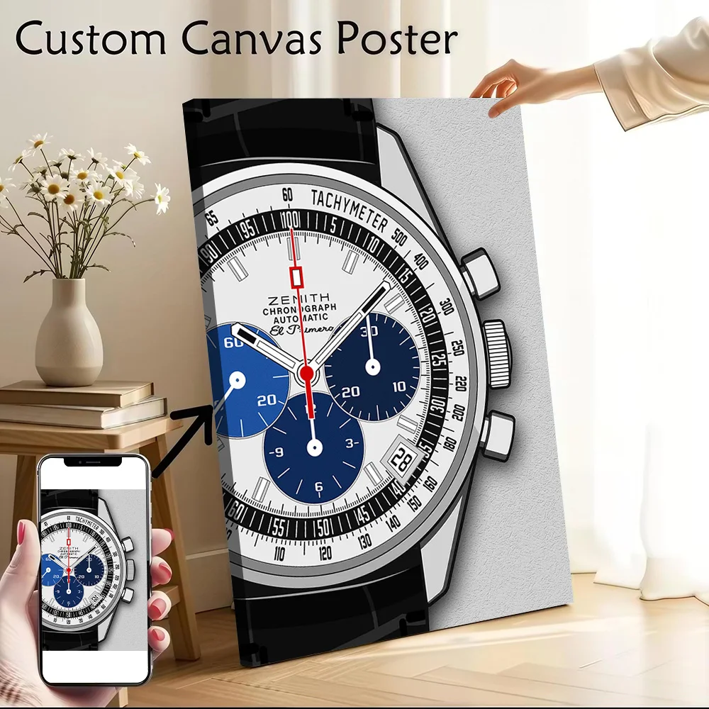 El Primero Chronograph Canvas Poster Customizable Printed Canvas Painting Wall Art for Fans Room Decorating Interior Decoration