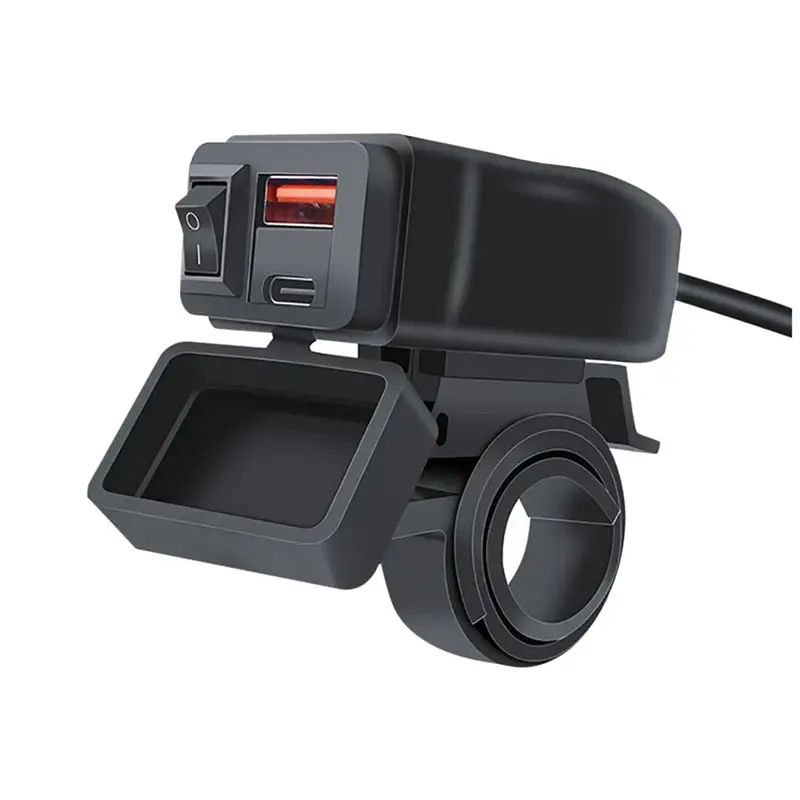 Stable-Universal Motorcycle USB+Type-C QC3.0 Handlebar Fast Charging Waterproof Socket Adapter