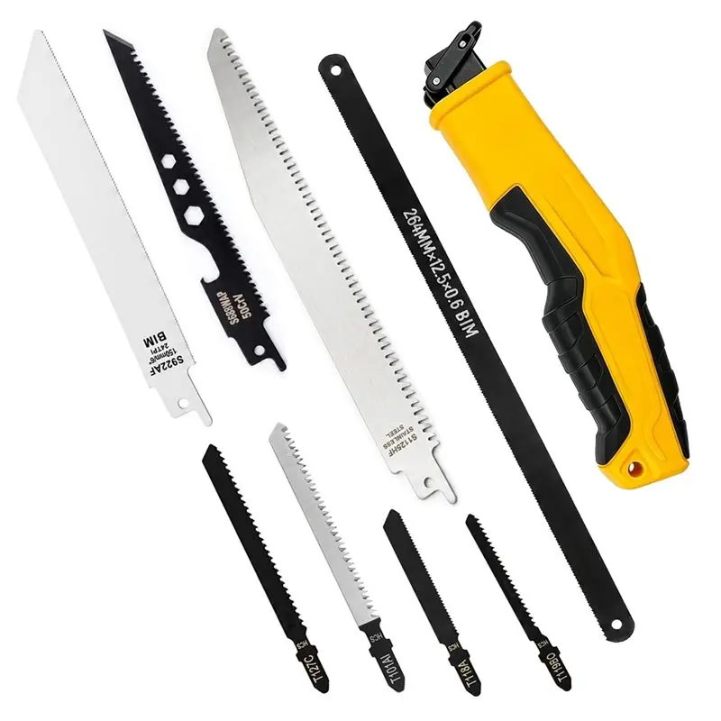 Quick-Change Multi-Blades Hand Saw(9Pcs), Ergonomic Design For Wood, Metal Handle For Drywall Cutting Tools