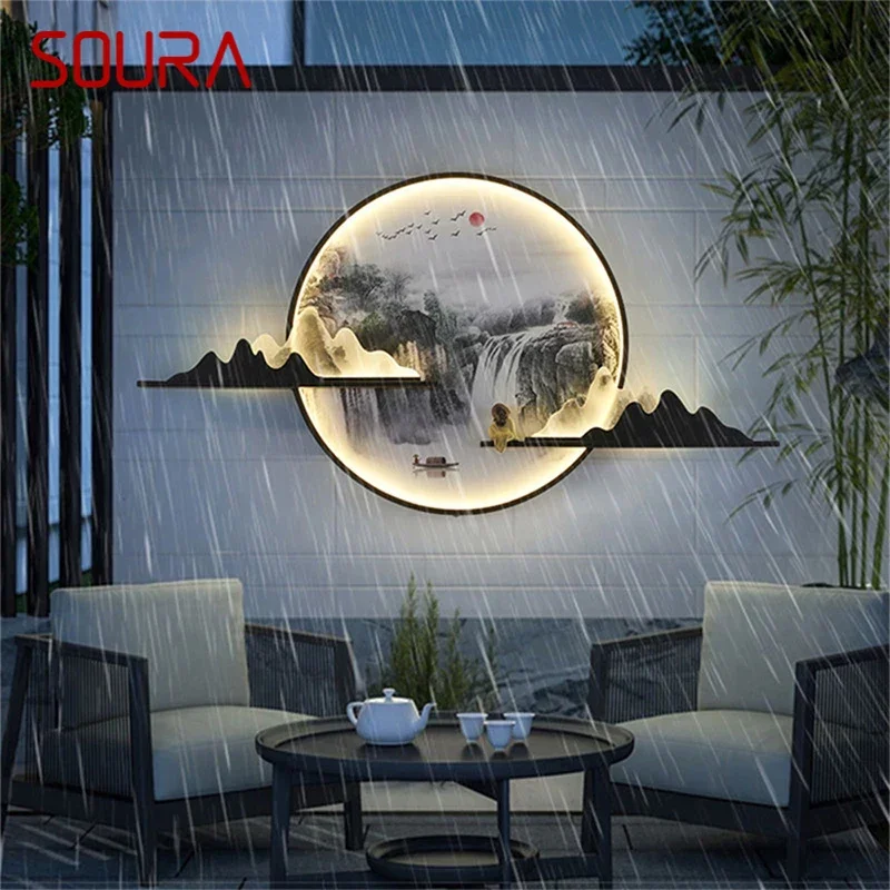 

SOURA Outdoor Mural Lamp LED Creative Circular Landscape Waterproof Mural Outdoor Villa Courtyard Garden Decoration Painting