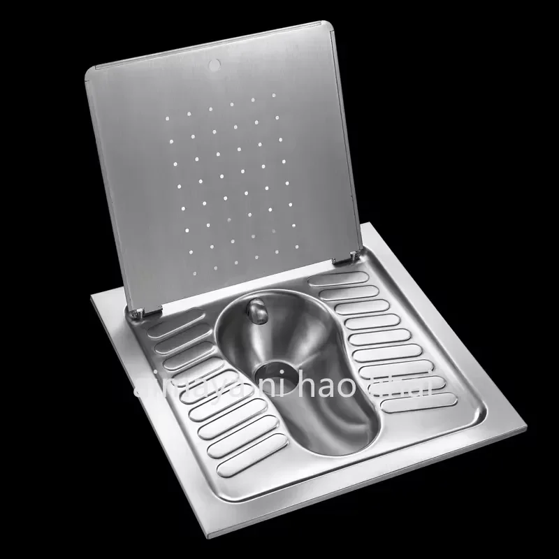 Stainless Steel Squat Toilet Pan with Cover Western Style Flush Floor Drain Durable Anti Odor Bathroom Fixture