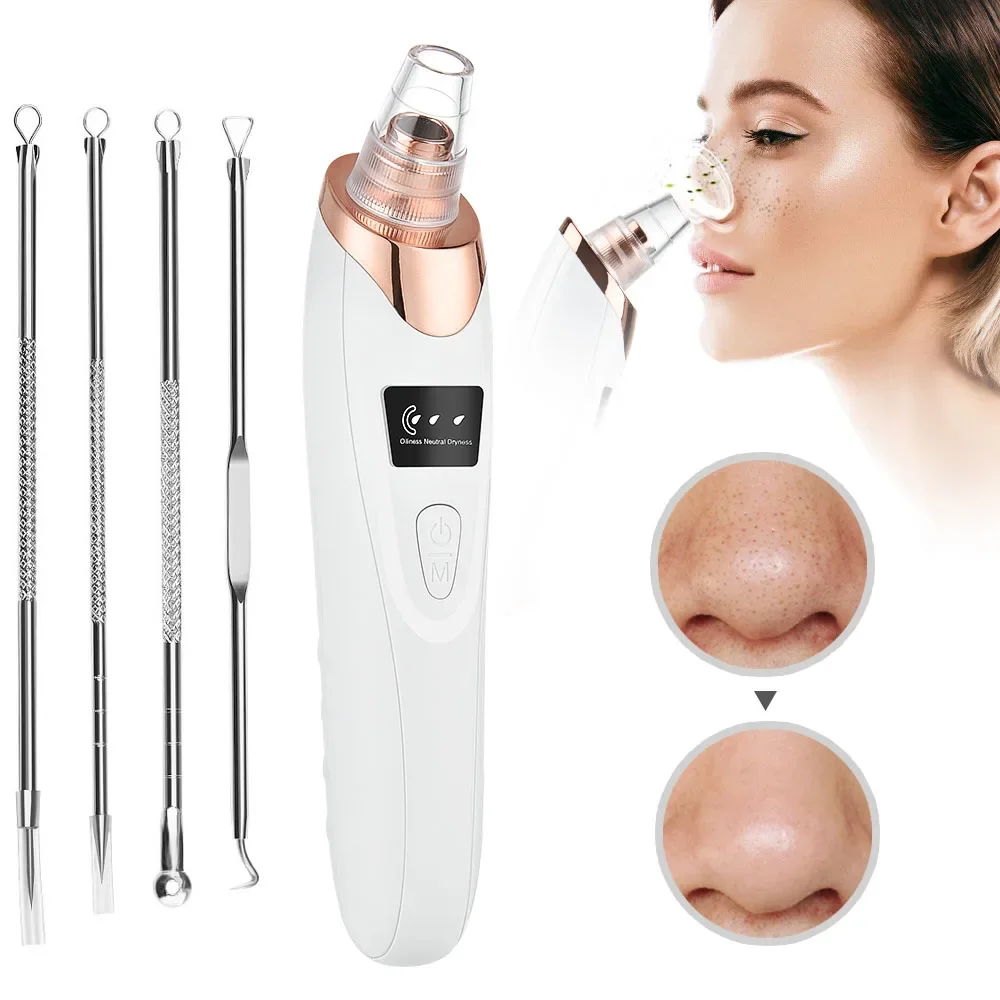 Emeka Comedondrukker met Acne Naald Vacuüm Pore Cleaner Zwart Puistje Smet Verwijderen voor Gezicht & Neus Huidverzorging Tool Kit