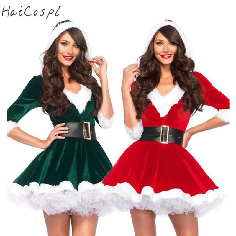 Christmas Miss Santa Claus Dresses Cosplay Costumes New Year Christmas Costume for Women Red Sexy Dress Female Fancy Costumes