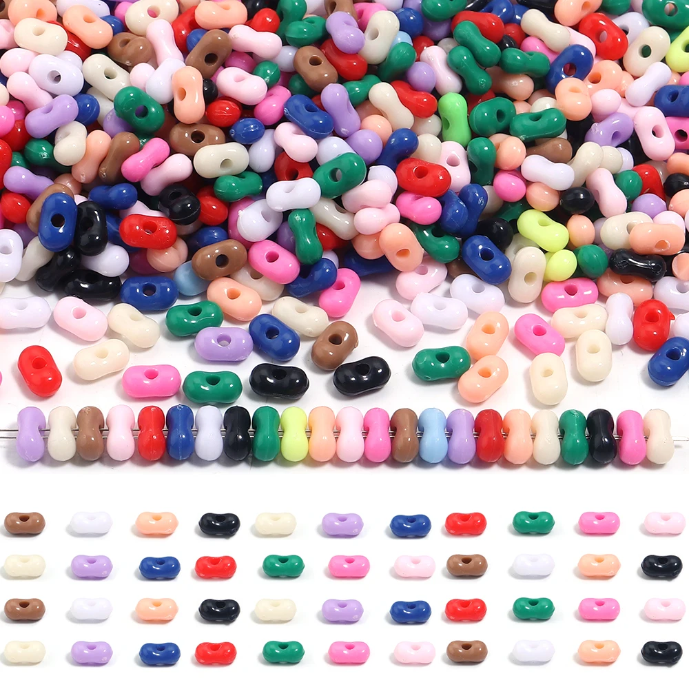 500Pcs Acrylic Peanut Shape Beads Colored Bulk Spaced Rice Beads for Jewelry Making DIY Earrings Necklace Bracelet Accessories