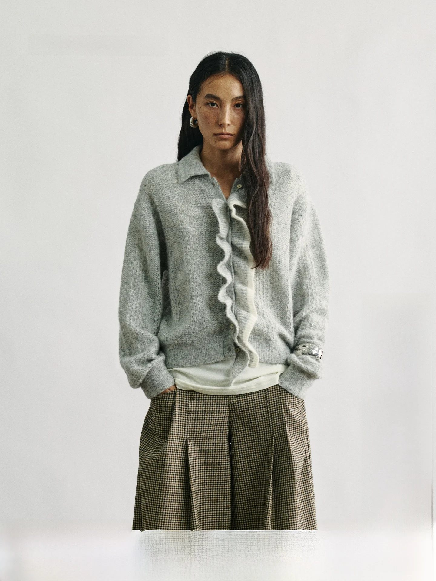 

ay Knitted Sweater Casual Sle Turn-down Collar Garden Lace Ear Lazy Sle Women's Faion Soft Fabric Long Sve Coat