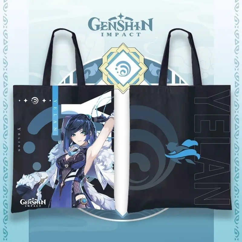

Холщовая сумка Genshin Impact, сумка на плечо в стиле аниме для фанатов, стильный дизайн на одно плечо, прочный милый товар в стиле Хара