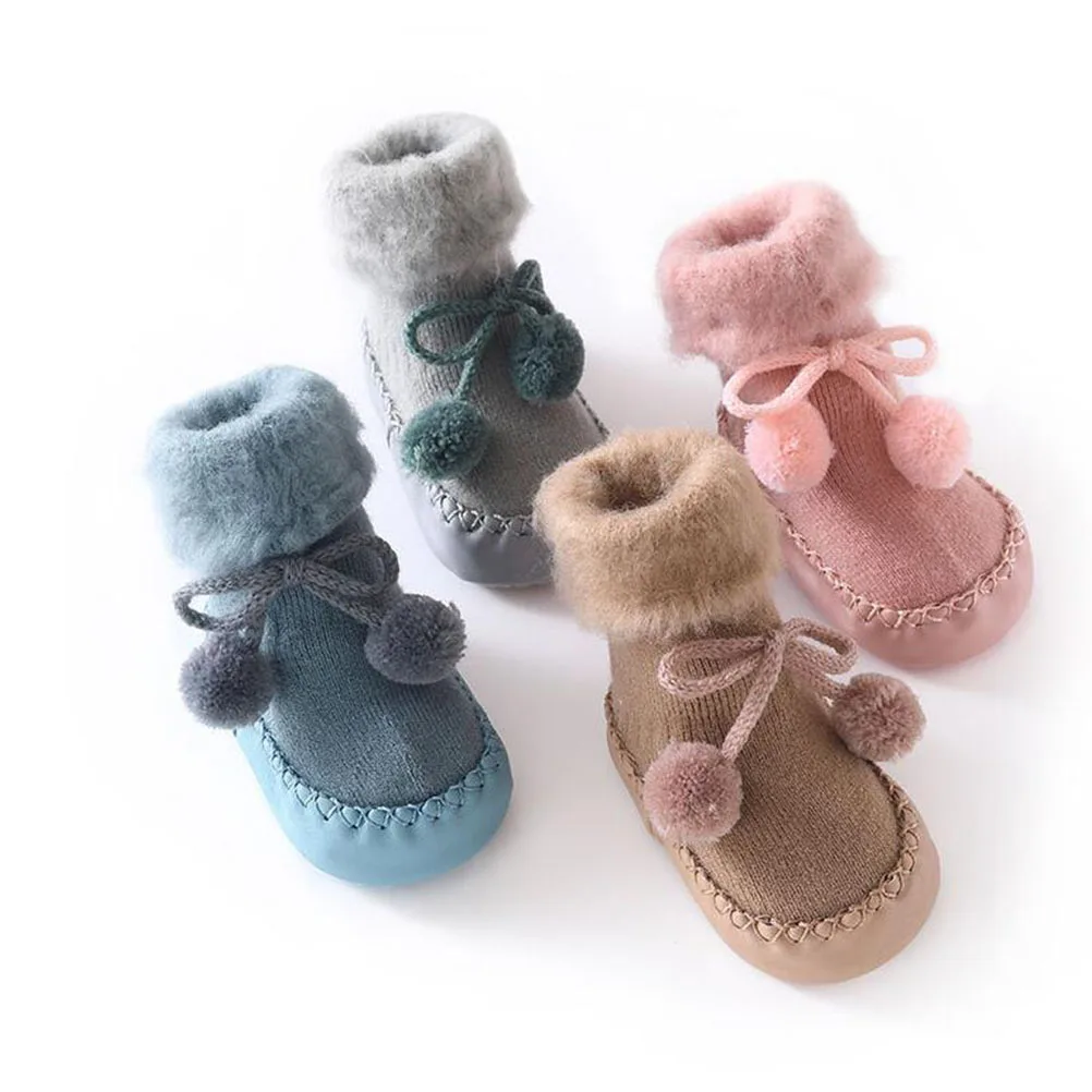 Kaos Kaki Bayi Ukuran XS Warna Kopi 0-6 Bulan Anti Selip Kaos Kaki Balita Hangat Katun Kaos Kaki Bayi Anti Slip Bernapas Musim Dingin Prewalker