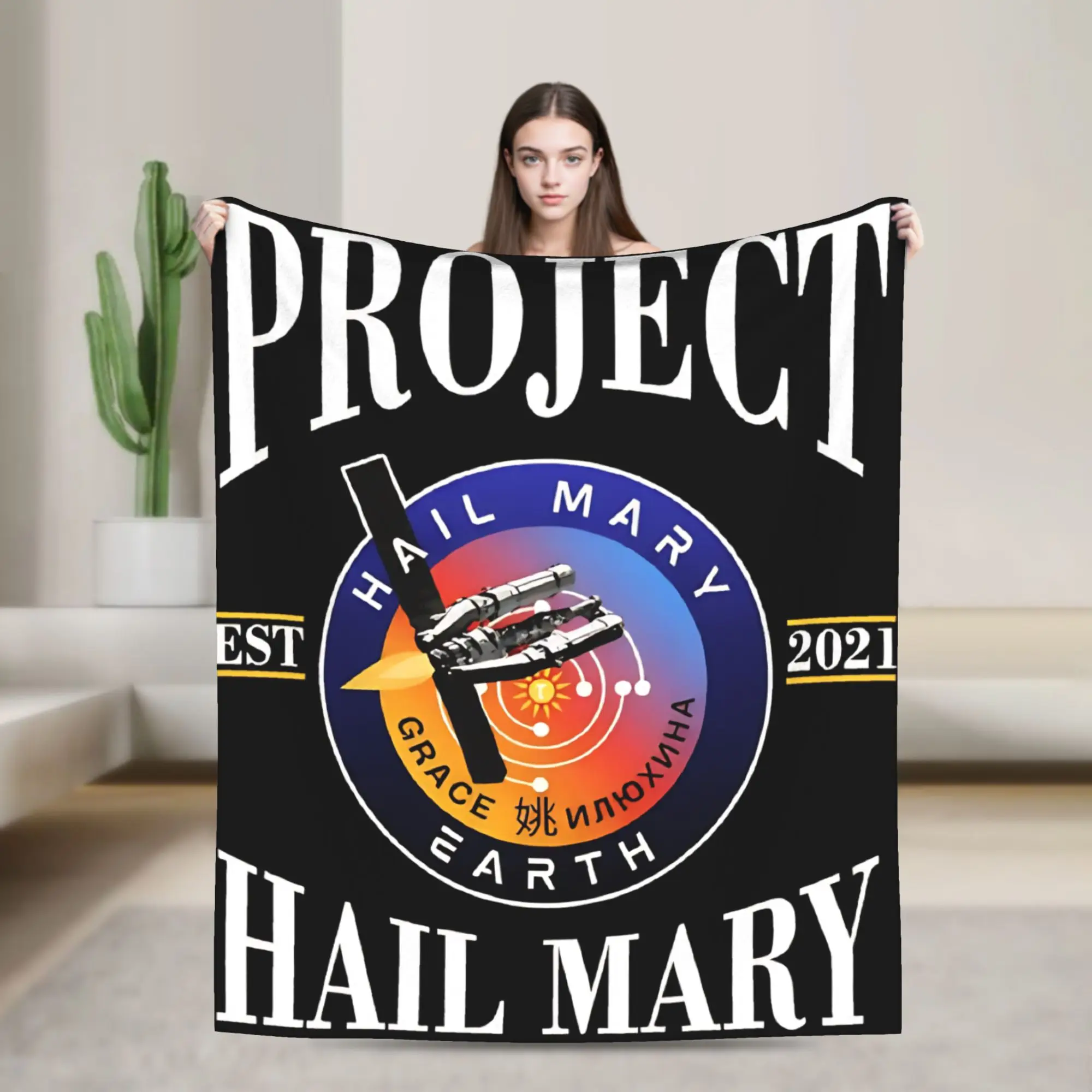 Project Hail Mary Symbol Merch Flannel Blanket Winter  Warm Bedding Throws for Kids Home Decor Fluffy Bedspread Sofa Bed Cover