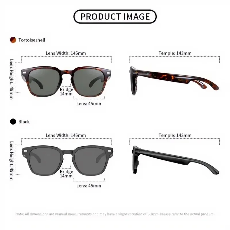 Smart Wireless Glasses: Touch-Controlled Sunglasses That Support Translation, Music Playback, and Phone Calls. They Feature an Ultra-Long Battery Life and Are Made of lightweight Materials for Easy Portability, Making Them Ideal for Outdoor Travel.