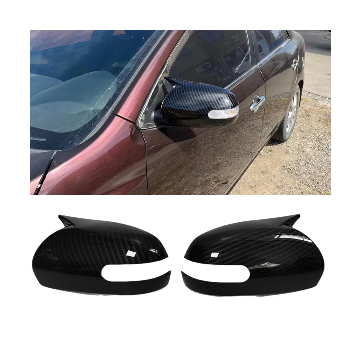 Car Rearview Mirror Shell Trim for Kia K3 Forte 2009-2014 ABS Carbon Fiber Body Side Door Rearview Wing Ox Horn Cover