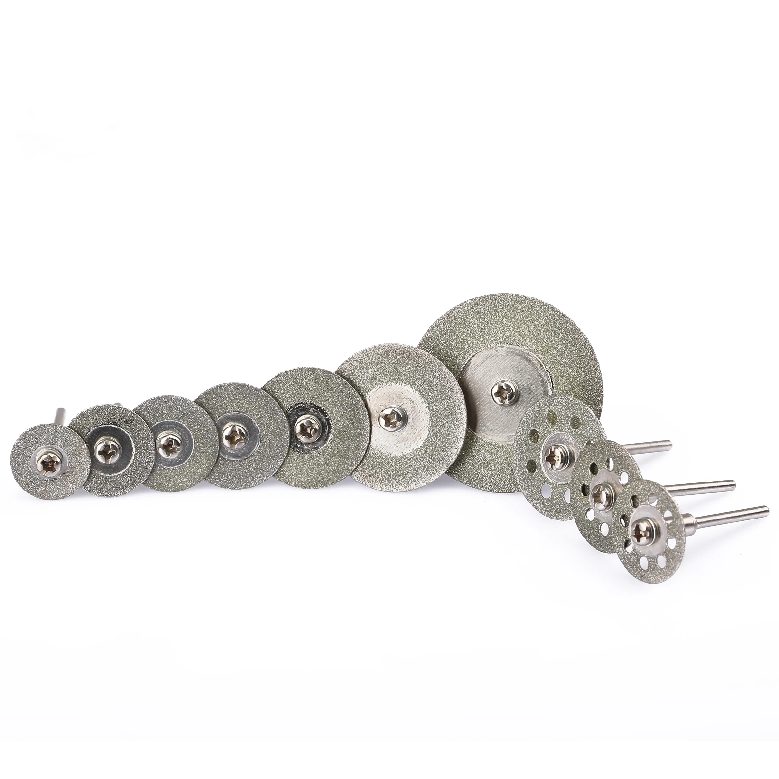 แผ่นตัดเพชร10ชิ้นสำหรับสว่านไฟฟ้าเครื่องบดตัดใบเลื่อยสำหรับเครื่องมือโรตารี่ dremel อุปกรณ์เสริมก้าน3.0มม.