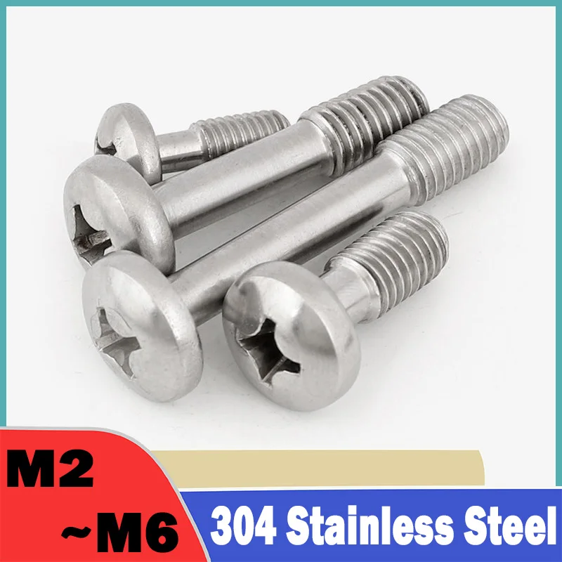 304 Stainless Steel Cross Bolt M2 M2.5 M3 M4 M5 M6 Pan Head Cross Locking Screw Half Thread Round Pan Head Phillips Screw