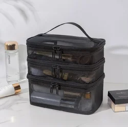 Borsa da viaggio in rete per il lavaggio dell'organizzatore per il trucco cosmetici Make Up scatola per la cura della pelle borsa per contenitori in plastica per donna uomo bagno