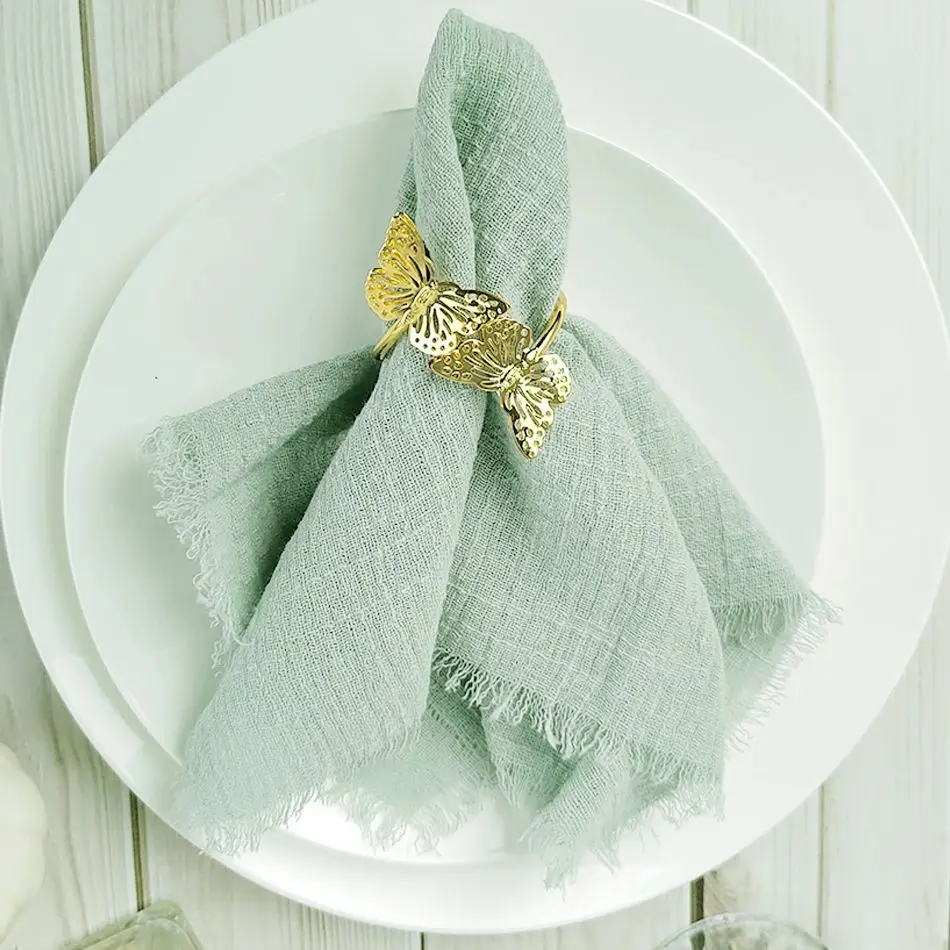 50PCS Sage Gauze Cotton Wedding Napkins,40x40cm Banquet Dining Holiday Party Baby Birthday Dinner Christmas TableDecor
