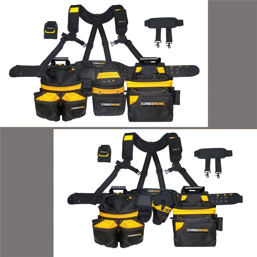 EASEMAN-Professional Heavy Duty Tool Belt Set, cintura Bag, Hardware Armazenamento para Ferramentas Eletricista, Carpintaria Homem Presente