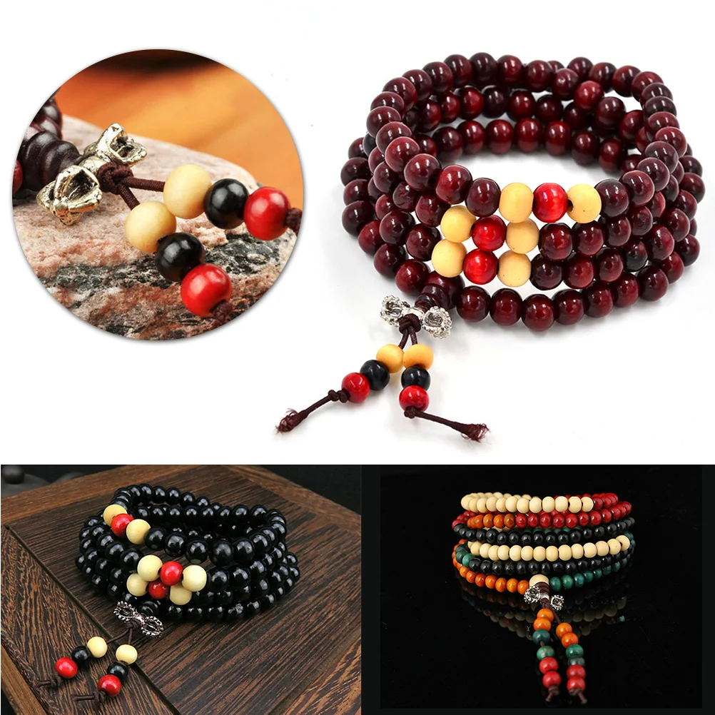 3 Pcs Buddha Bracelet Beads Wooden Bracelets Prayer Small Leaf Rosewood