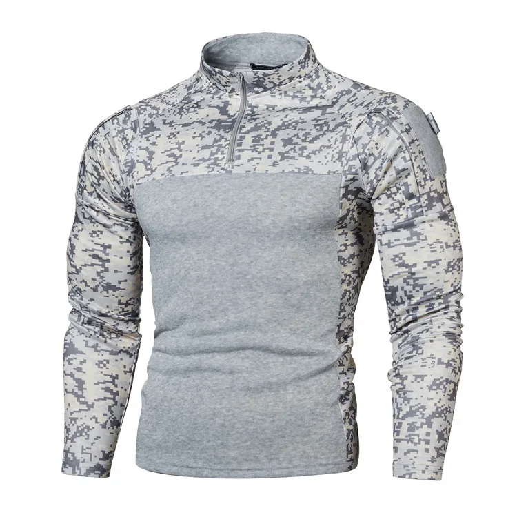 Spring Autumn New Fashion Men's Stand Collar Half Zipper Long Sleeve Camouflage Spliced Pullover Sweatshirts Male Clothes Tops