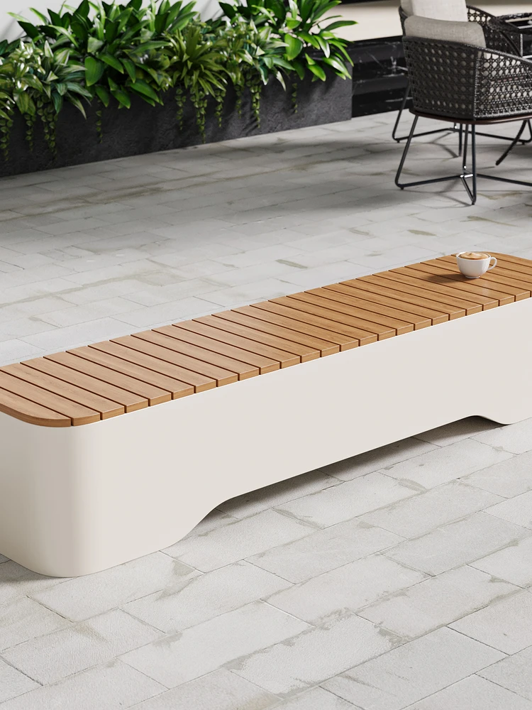 ！@Square Outdoor Seat Bench for Courtyard Park Balcony Leisure Area-Waterproof Sunscreen