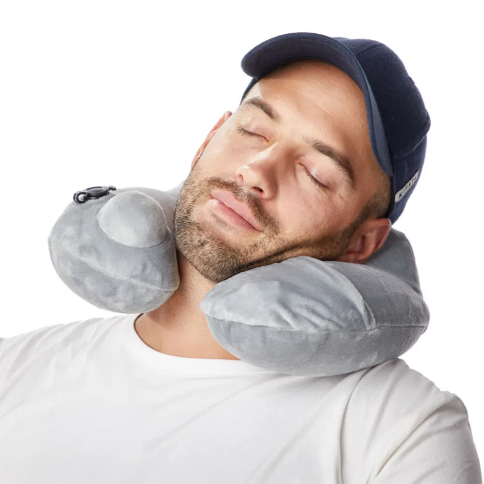 High-speed Rail Aircraft Travel Pillow Portable Lightweight U-shaped Inflatable 100% Polyester Stock Long-distance Train Hard