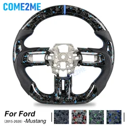 Real Carbon Fiber Steering Wheel Perforated Leather Red Fit for 2015-2023 Ford Mustang GT EcoBoost Shelby Sport Racing Wheel