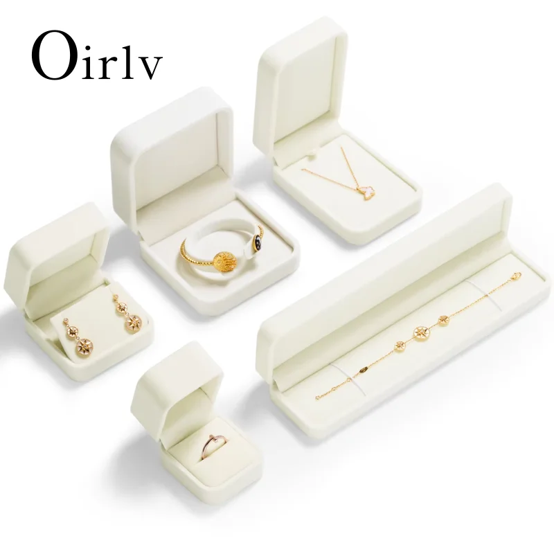 

Cream White Jewelry Box Set Specialized Velvet Rings, Earrings, Bracelets, Necklaces, For Jeweler Premium Gift Storage Organizer