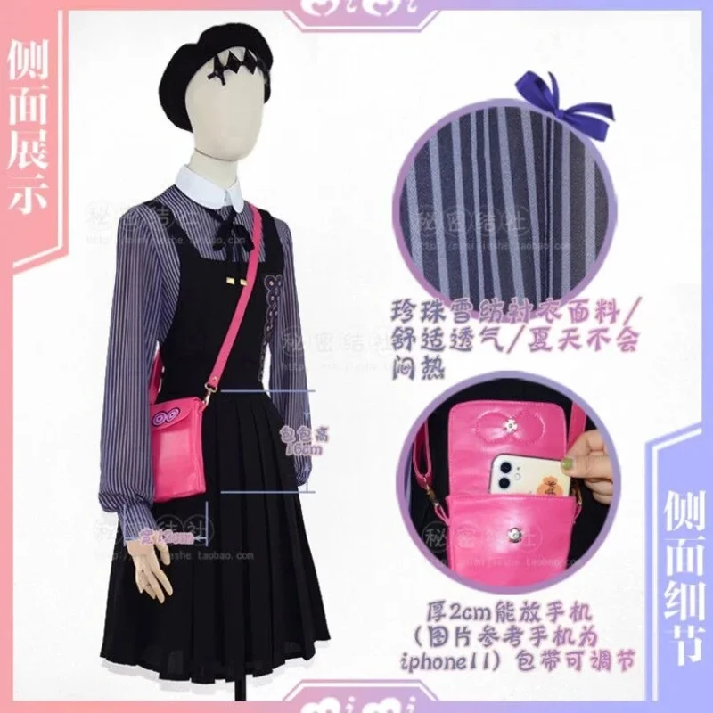 COS-HoHo 여성용 애니메이션 Vtuber 홀로라이브 Ninomae Ina'nis 게임 세트 사랑스러운 유니폼 코스프레 코스튬 할로윈 파티 복장 데일리 드레스