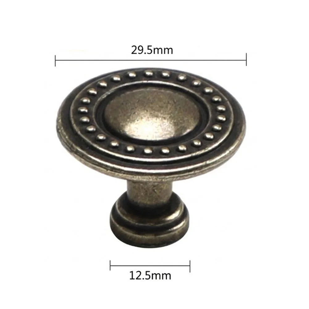Round Cabinet Knobs 12 Pack Solid Zinc Alloy Construction with Antique-Inspired Beaded Edge for Timeless Furniture Enhancement