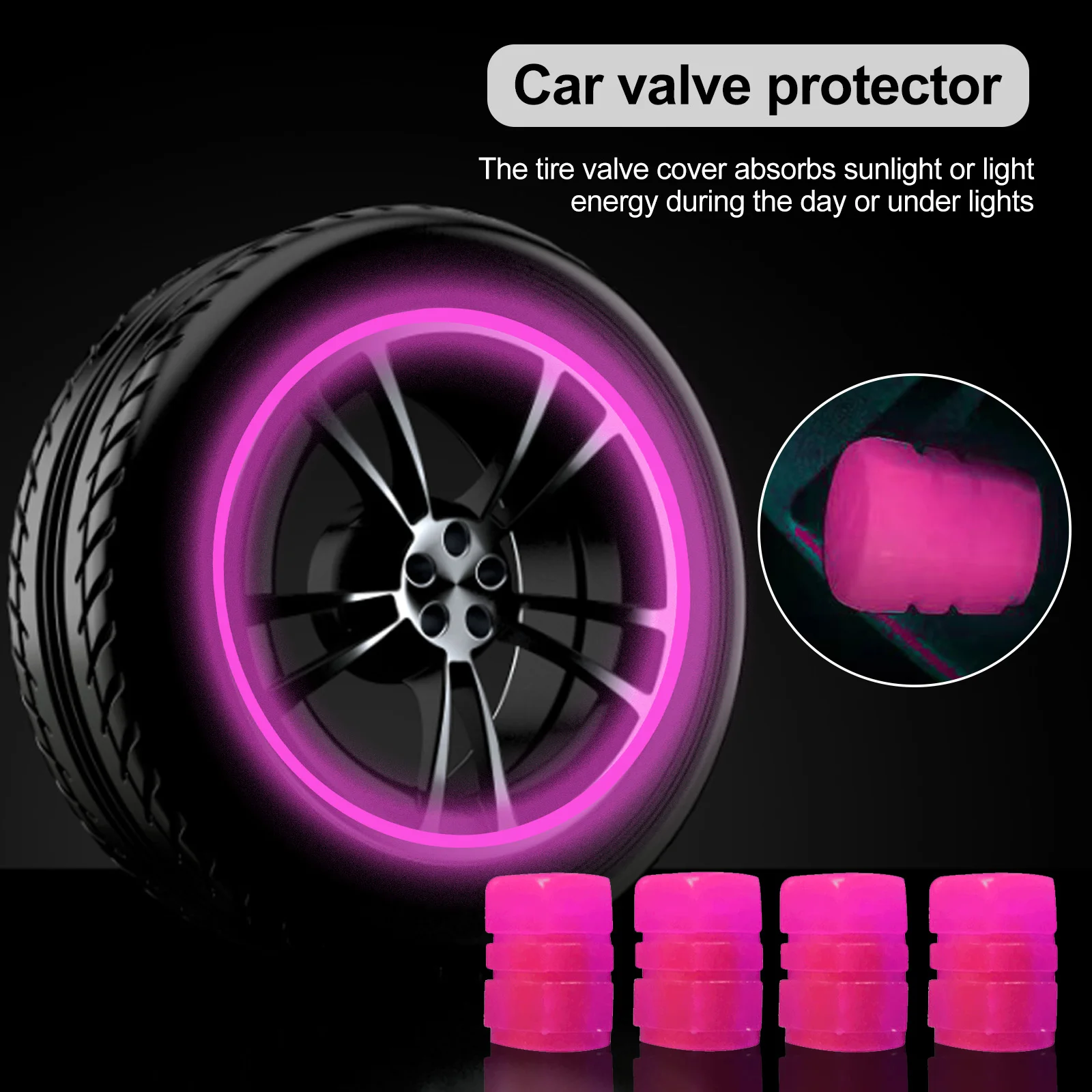 4pcs Tire Valve Caps Illuminated Tire Valve Cover Universal Luminous Tire Cap Rim Stem Covers for Motorcycles