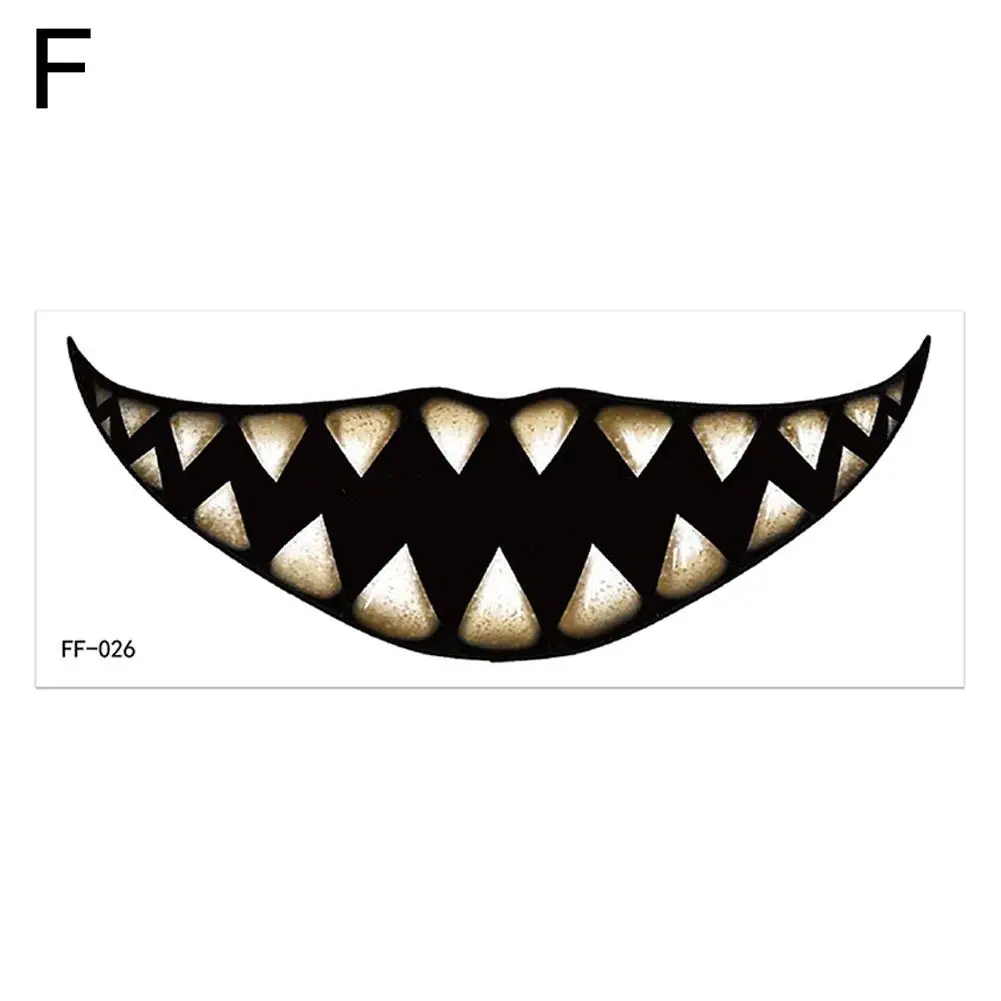 Halloween Horror Grote Mond Gezicht Sticker Grappige Make-Up Waterdichte Feeststickers Accessoires Kostuum Duivel Cosplay Tattoo P2y8