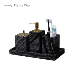 Bathroom Accessories Set Marble Soap Dispenser Toothbrush  Cup Dishes Tray  Wedding Gifts Tissue box Mouthwash cup