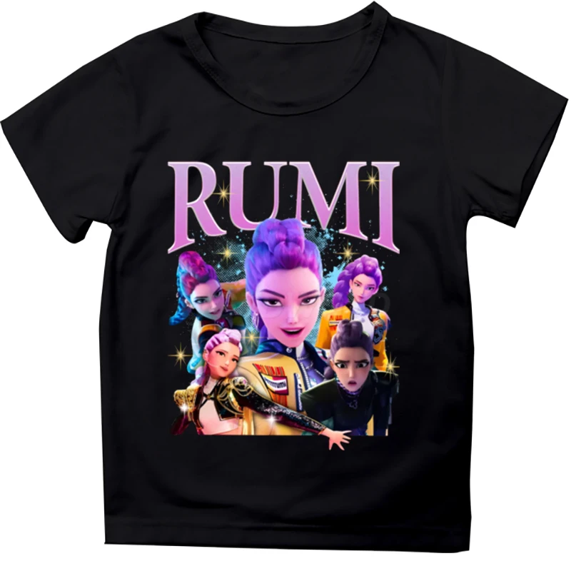 KPop Demon Hunters T-shirt per bambini T-shirt estiva a maniche corte Abbigliamento per bambini Streetwear Nuove film Stampa T-shirt per ragazze