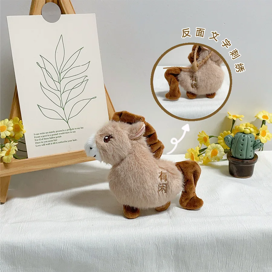 2026 Año del caballo lindo Pony muñeco de peluche llavero con colgante de dibujos animados de felpa suave caballo del zodiaco de la suerte mochila decoración llavero