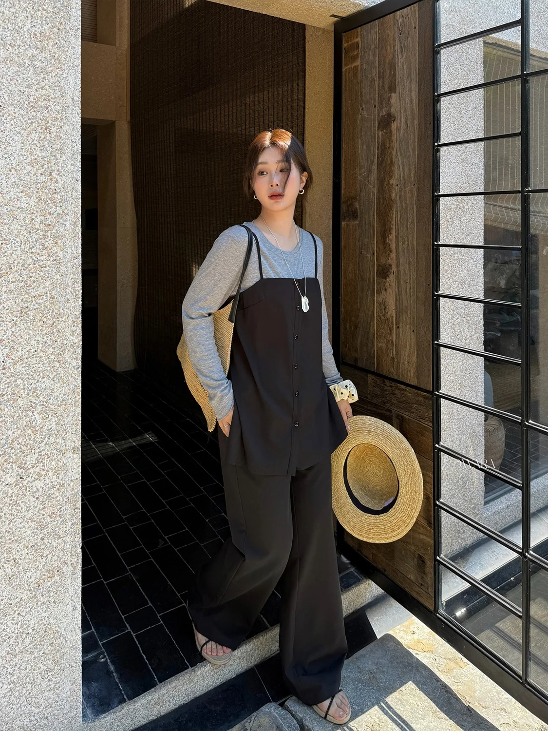 

plus Size Women's Long Sleeve T-Shirt Versatile Night Iris Early Spring Lyocell Fake Two-Piece Casual Style Straight Cut T-Shirt