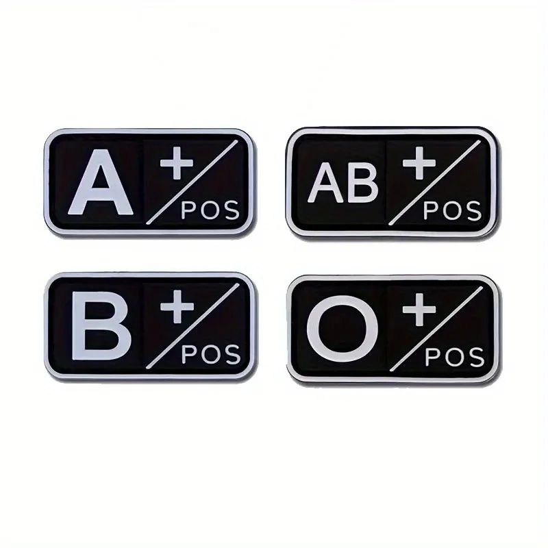 Blood Type Patch Sticker Set 8 Types Rubber Waterproof Decals For Tactical Gear